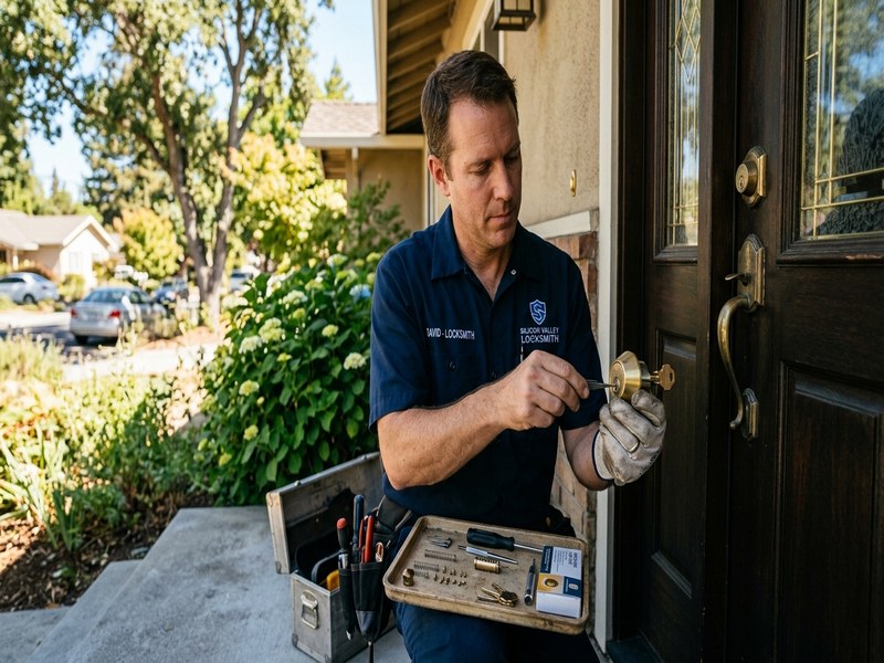 Smart lock installation on Los Altos home entrance